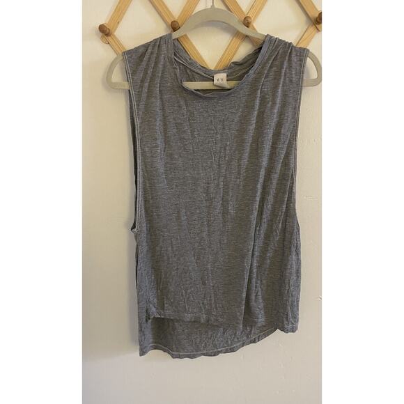Free People Top Women’s Small Gray Linen Blend Sleeveless Relax Fit Swing Tank - Picture 2 of 7